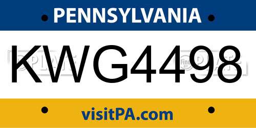 KWG4498 Pennsylvania License Plate