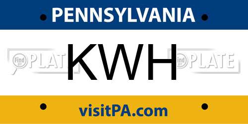 KWH Pennsylvania License Plate