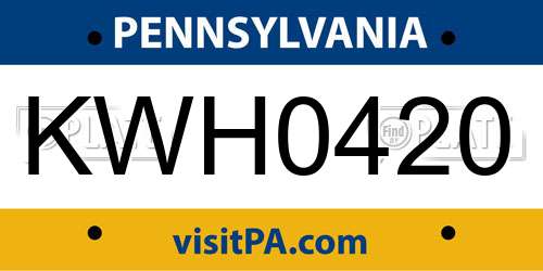 KWH0420 Pennsylvania License Plate