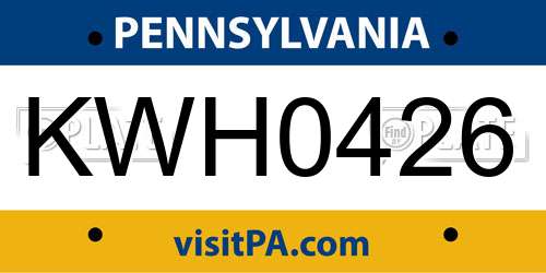 KWH0426 Pennsylvania License Plate