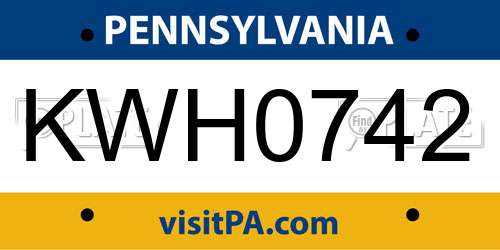 KWH0742 Pennsylvania License Plate