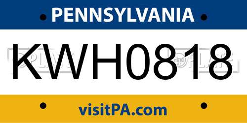 KWH0818 Pennsylvania License Plate