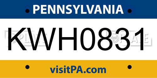 KWH0831 Pennsylvania License Plate