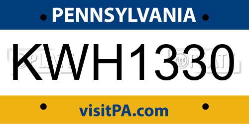 KWH1330 Pennsylvania License Plate