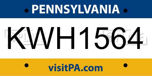 KWH1564 Pennsylvania License Plate