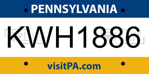 KWH1886 Pennsylvania License Plate
