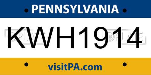 KWH1914 Pennsylvania License Plate