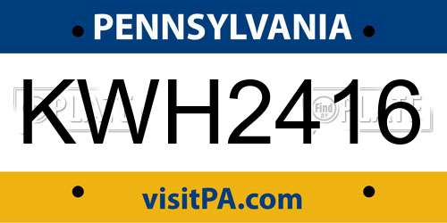 KWH2416 Pennsylvania License Plate