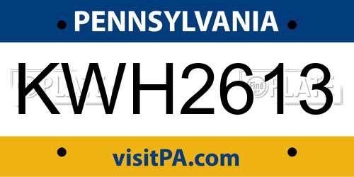 KWH2613 Pennsylvania License Plate