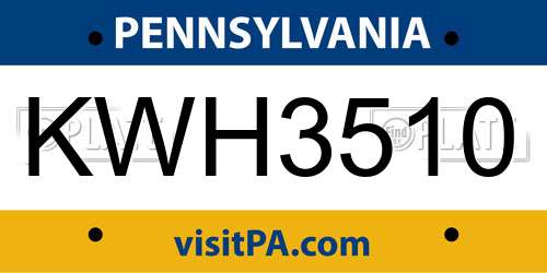 KWH3510 Pennsylvania License Plate