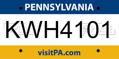 KWH4101 Pennsylvania License Plate