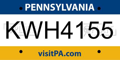 KWH4155 Pennsylvania License Plate