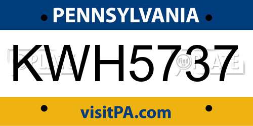 KWH5737 Pennsylvania License Plate
