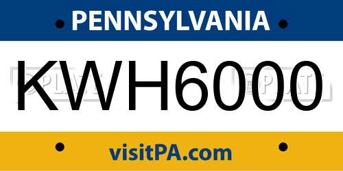 KWH6000 Pennsylvania License Plate