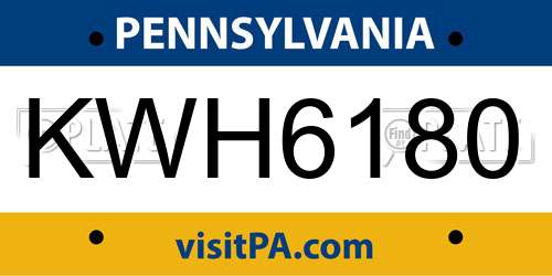 KWH6180 Pennsylvania License Plate