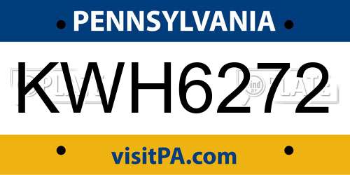 KWH6272 Pennsylvania License Plate