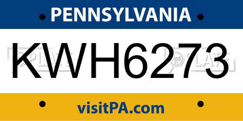 KWH6273 Pennsylvania License Plate