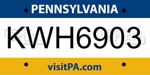 KWH6903 Pennsylvania License Plate