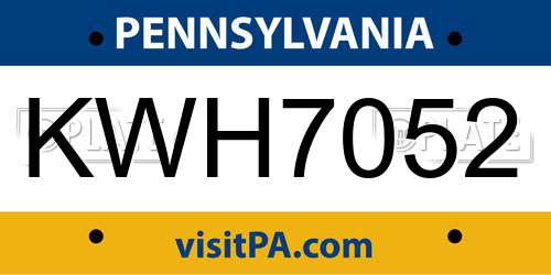 KWH7052 Pennsylvania License Plate