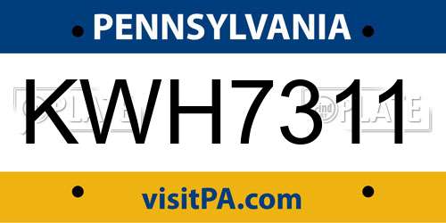 KWH7311 Pennsylvania License Plate