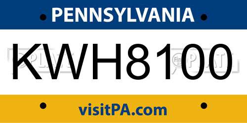KWH8100 Pennsylvania License Plate