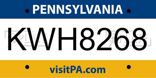 KWH8268 Pennsylvania License Plate