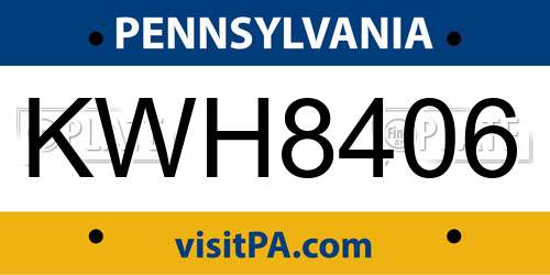 KWH8406 Pennsylvania License Plate