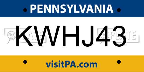 KWHJ43 Pennsylvania License Plate