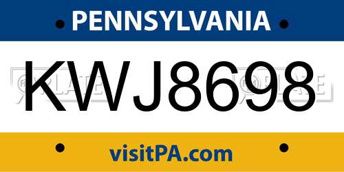 KWJ8698 Pennsylvania License Plate