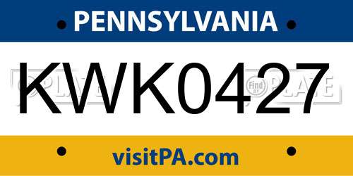 KWK0427 Pennsylvania License Plate