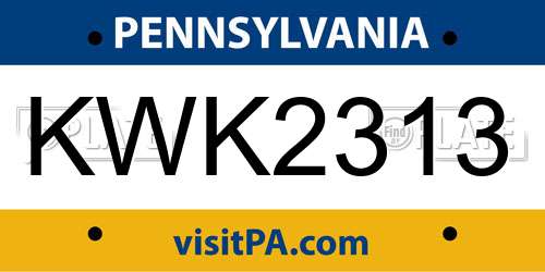 KWK2313 Pennsylvania License Plate