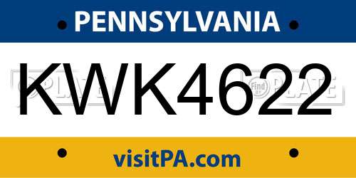 KWK4622 Pennsylvania License Plate