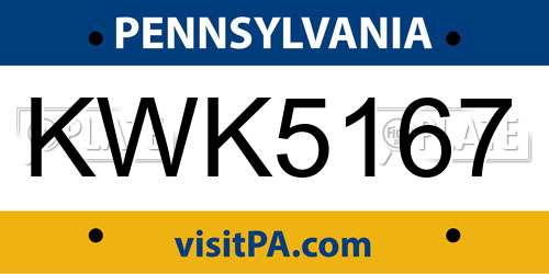 KWK5167 Pennsylvania License Plate