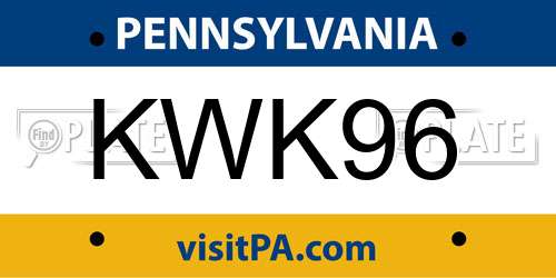 KWK96 Pennsylvania License Plate