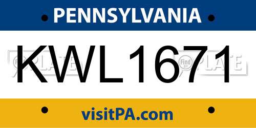 KWL1671 Pennsylvania License Plate
