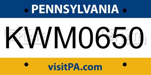 KWM0650 Pennsylvania License Plate