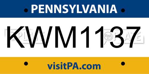 KWM1137 Pennsylvania License Plate