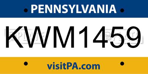 KWM1459 Pennsylvania License Plate