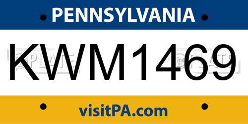 KWM1469 Pennsylvania License Plate