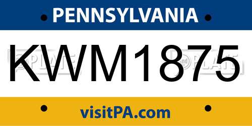 KWM1875 Pennsylvania License Plate