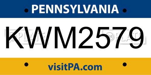 KWM2579 Pennsylvania License Plate