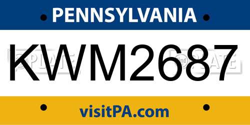 KWM2687 Pennsylvania License Plate