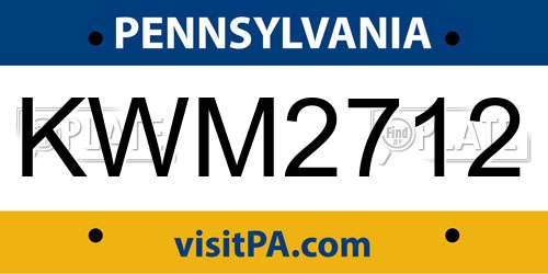 KWM2712 Pennsylvania License Plate