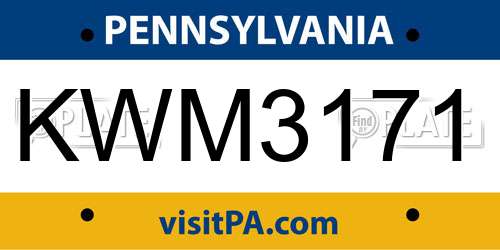 KWM3171 Pennsylvania License Plate