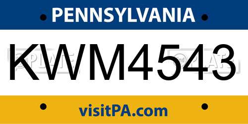 KWM4543 Pennsylvania License Plate