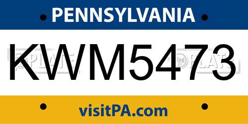 KWM5473 Pennsylvania License Plate