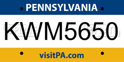 KWM5650 Pennsylvania License Plate