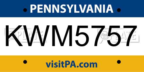 KWM5757 Pennsylvania License Plate