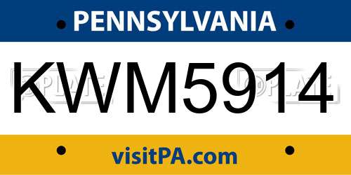 KWM5914 Pennsylvania License Plate