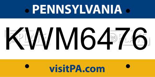 KWM6476 Pennsylvania License Plate